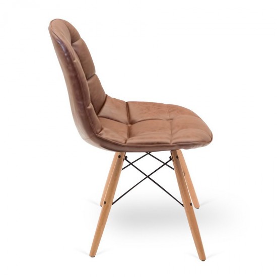 Pural Deri Kaplama Kare Kapitoneli Sandalye 