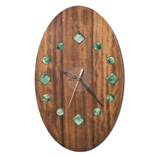 Seramikli Oval Ahşap Saat