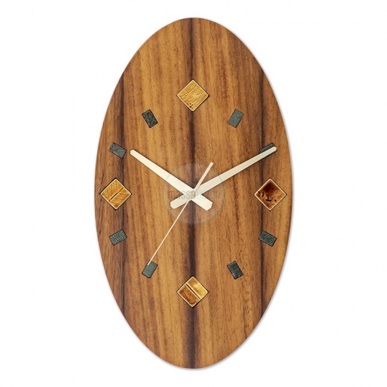 Seramikli Oval Ahşap Saat