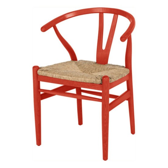 Danish Wishbone Sandalye Hasır Kırmızı