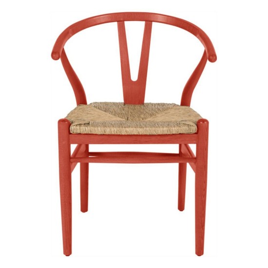 Danish Wishbone Sandalye Hasır Kırmızı