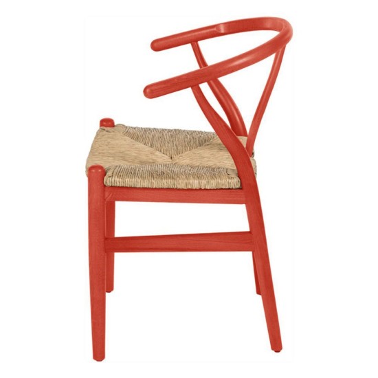 Danish Wishbone Sandalye Hasır Kırmızı